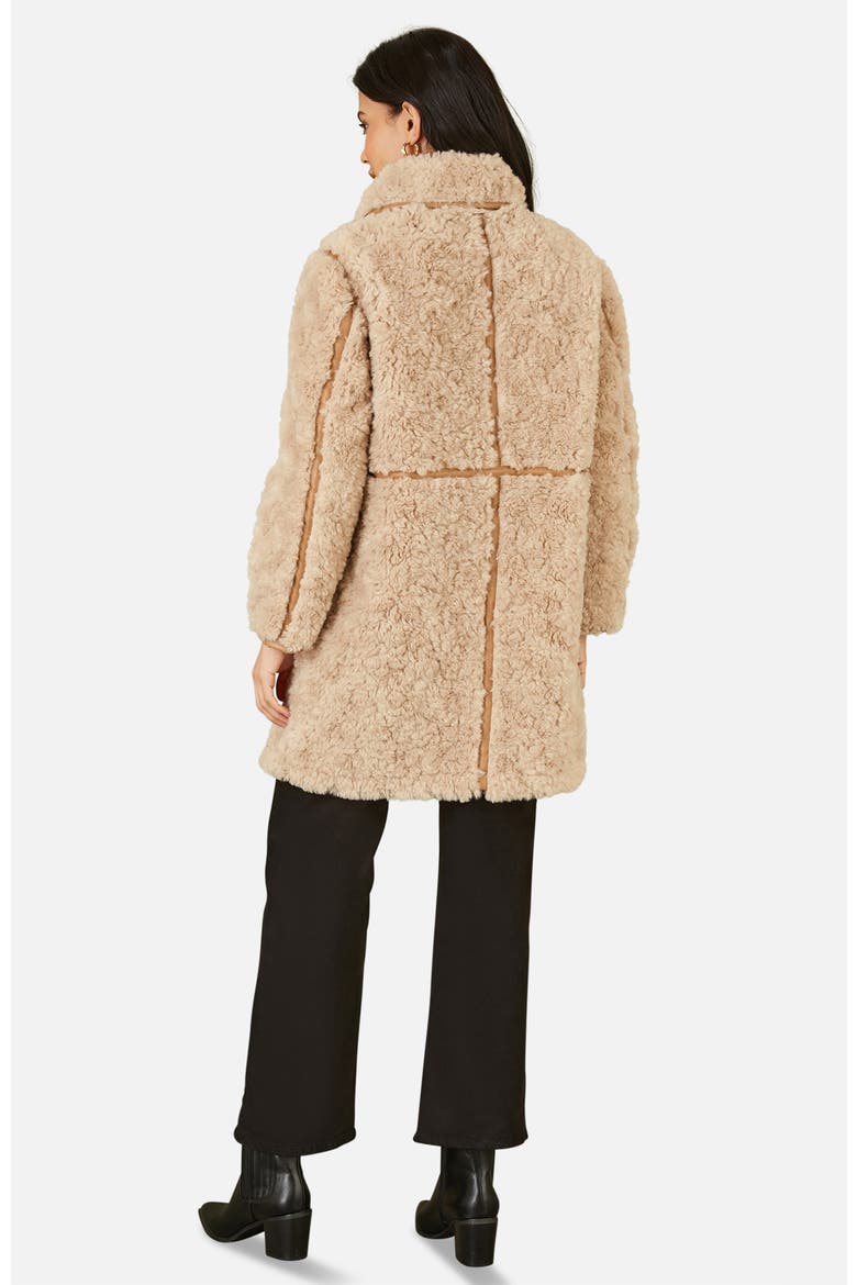 Textured Borg Long Line Biker Coat, Alternate, color, Brown