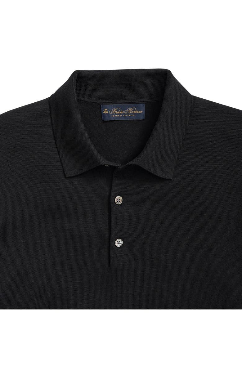 Brooks Brothers Supima<sup>®</sup> Cotton Polo Sweater, Alternate, color, Caviar