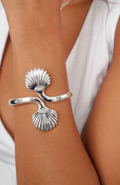 Ettika Santorini Cubic Zirconia Shell Cuff Bracelet In Metallic