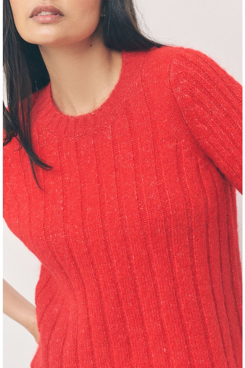 Short Sleeve Rib Sweater, Alternate, color, RED
