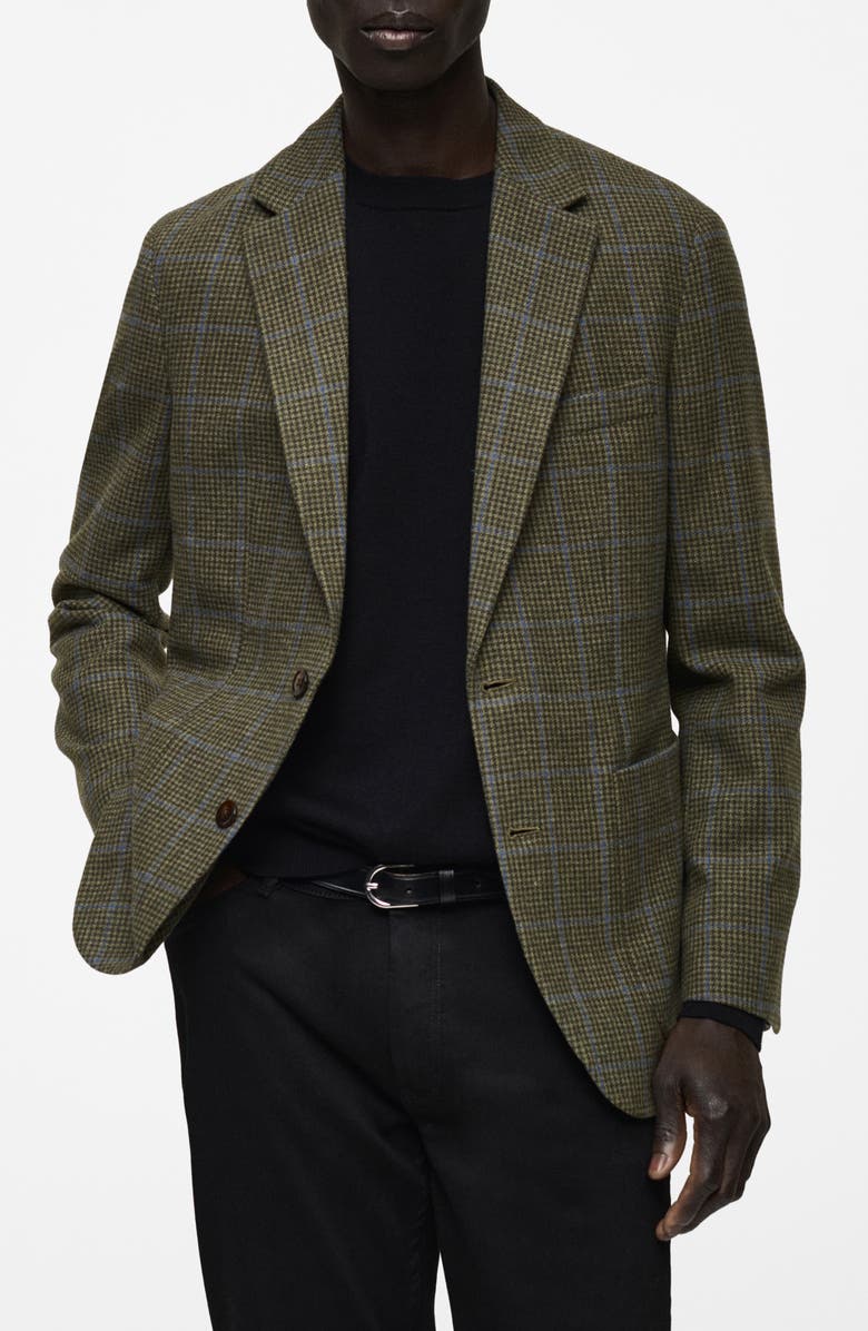 MANGO Slim Fit Houndsooth Wool Blend Sport Coat, Main, color, 