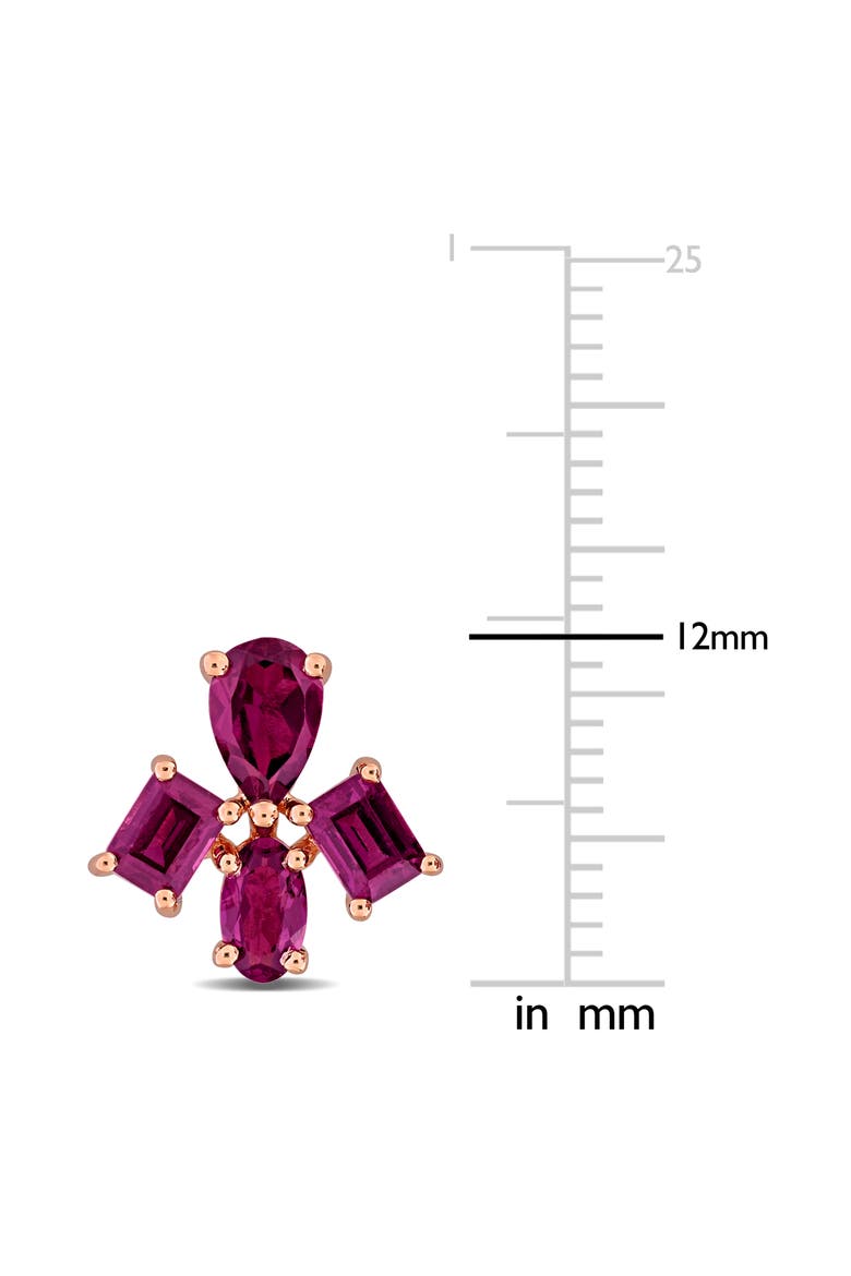 Rhodolite Garnet Floral Stud Earrings, Alternate, color, PINK