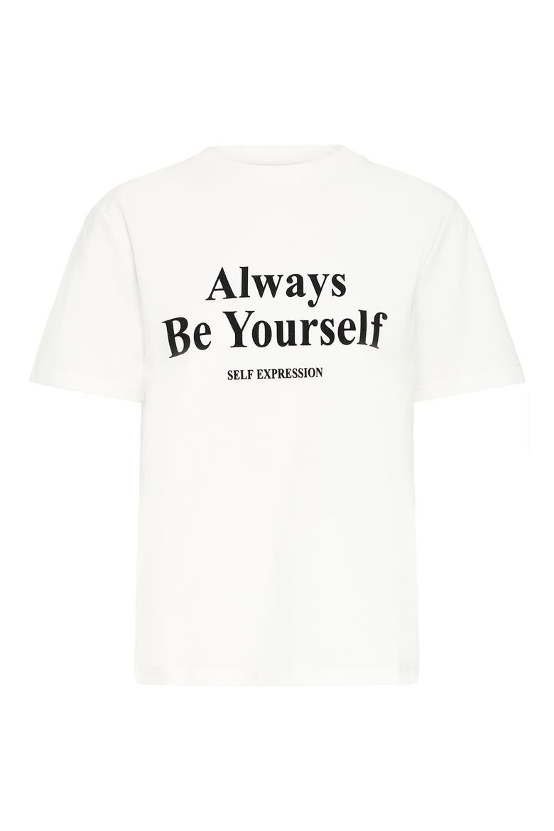 Ihrubby Be Yourself Cotton Graphic T-Shirt, Alternate, color, CLOUD DANCER/ WHITE