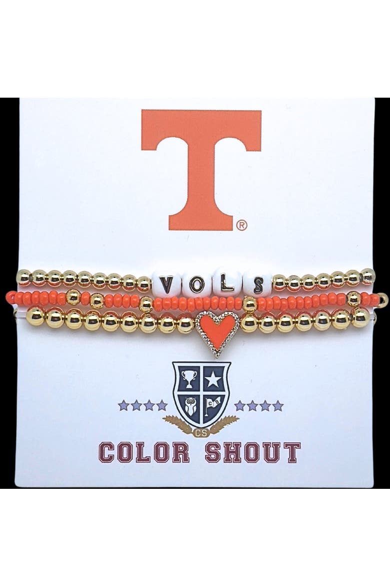 Tennessee Love My College Bracelet Stack, Main, color, Yellow Gold