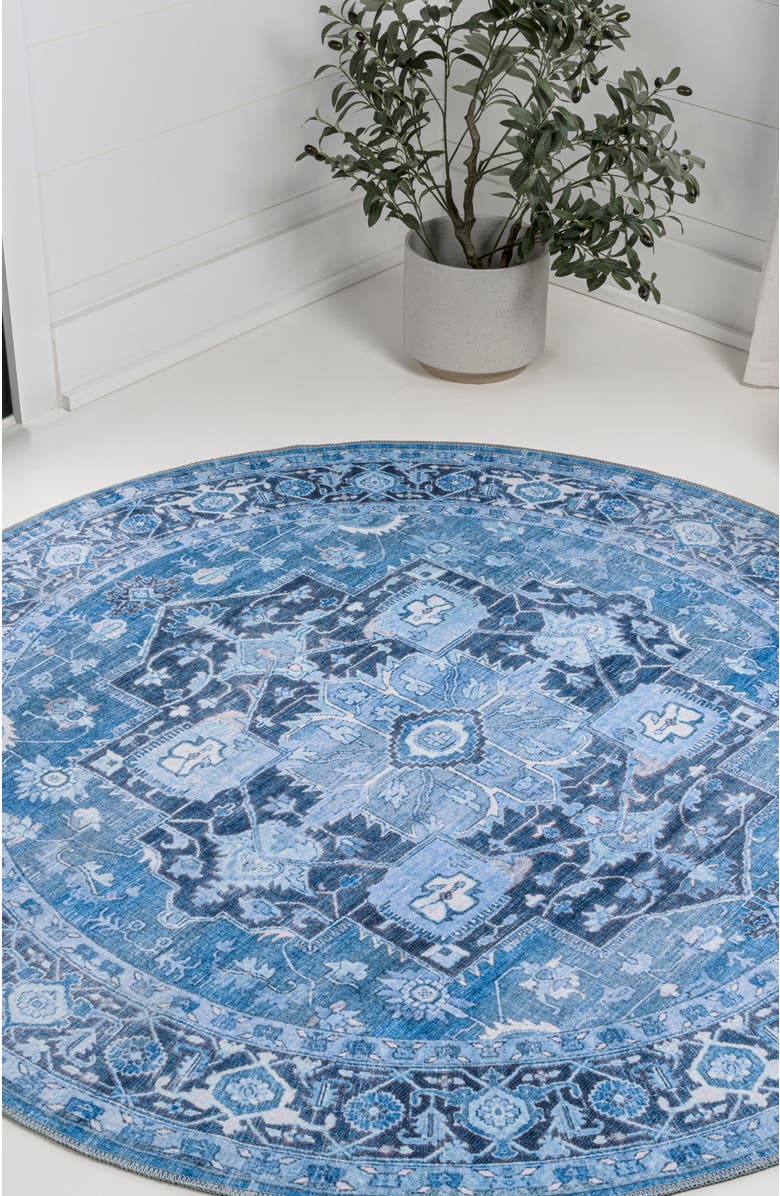 JONATHAN Y Maris Ornate Medallion Machine-Washable Round Area Rug, Alternate, color, Blue/Navy