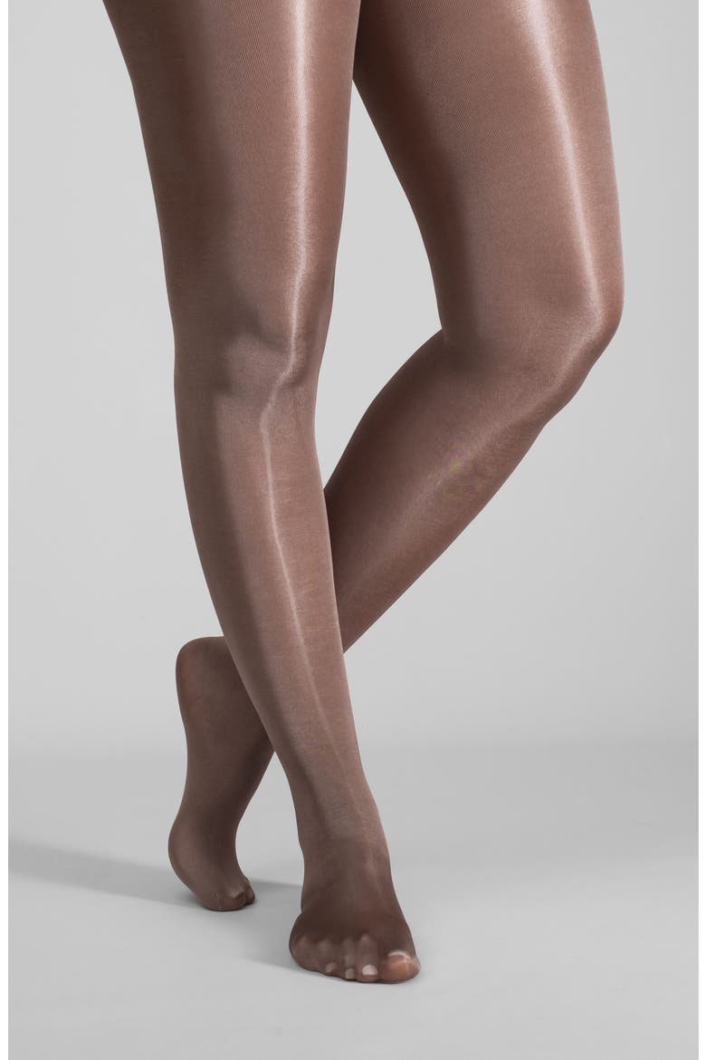 Lustrous Silky Shiny 40-Denier Semi-Opaque Tights, Alternate, color, COCOA