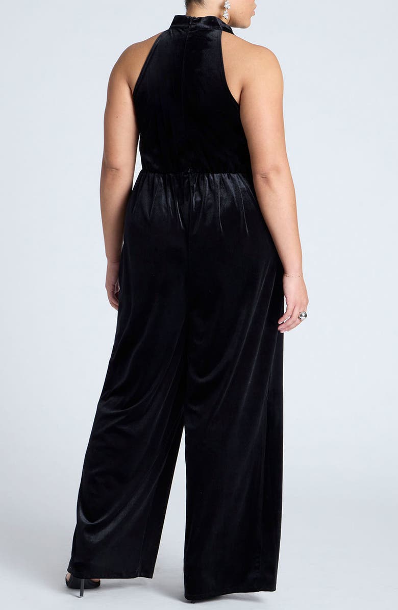 ELOQUII Velvet Wide Leg Jumpsuit, Alternate, color, 