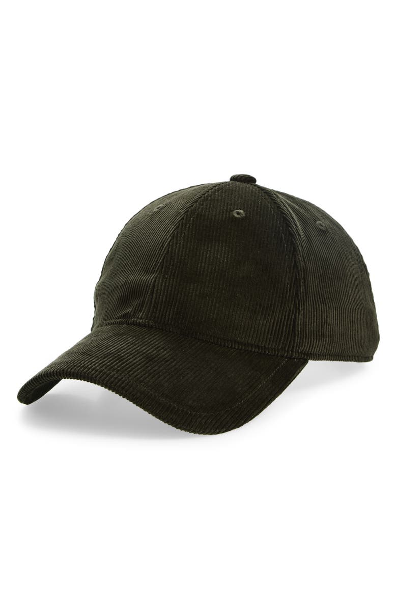 rag & bone Harlow Cotton Corduroy Baseball Cap, Main, color, Olive Corduroy