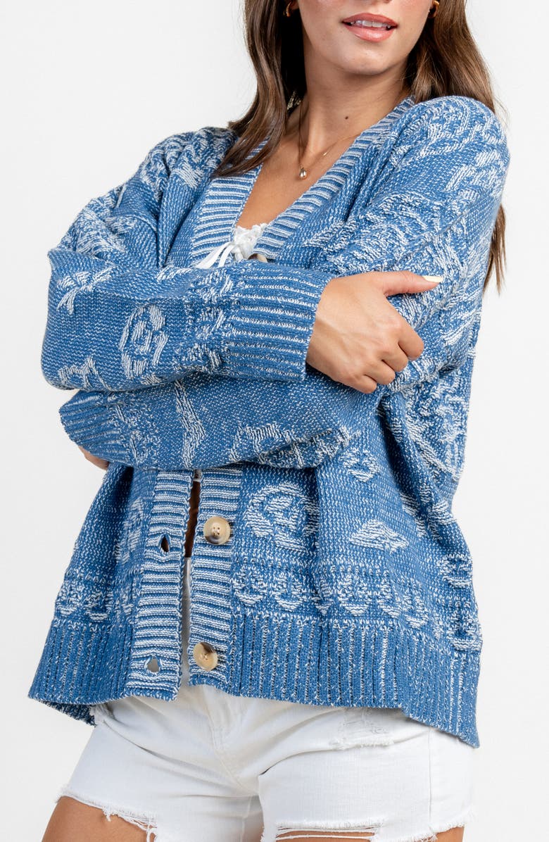 Beivy Pattern Button-Up Cardigan, Alternate, color, Blue Print