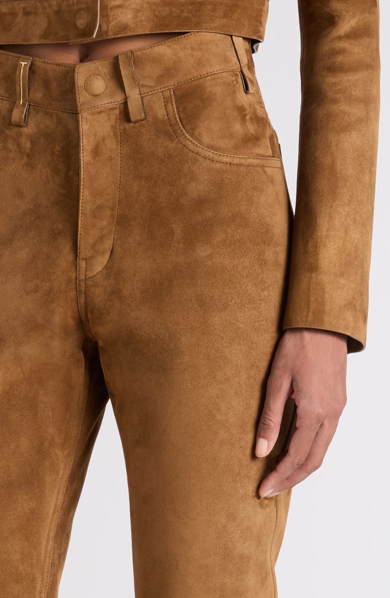 TOM FORD Five-Pocket Suede Straight Leg Pants, Alternate, color, Caramel