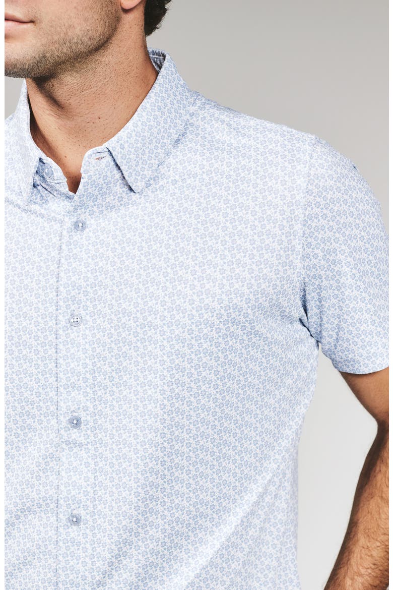 Riley Floral Short Sleeve Performance Button-Up Shirt, Alternate, color, LIGHT BLUE
