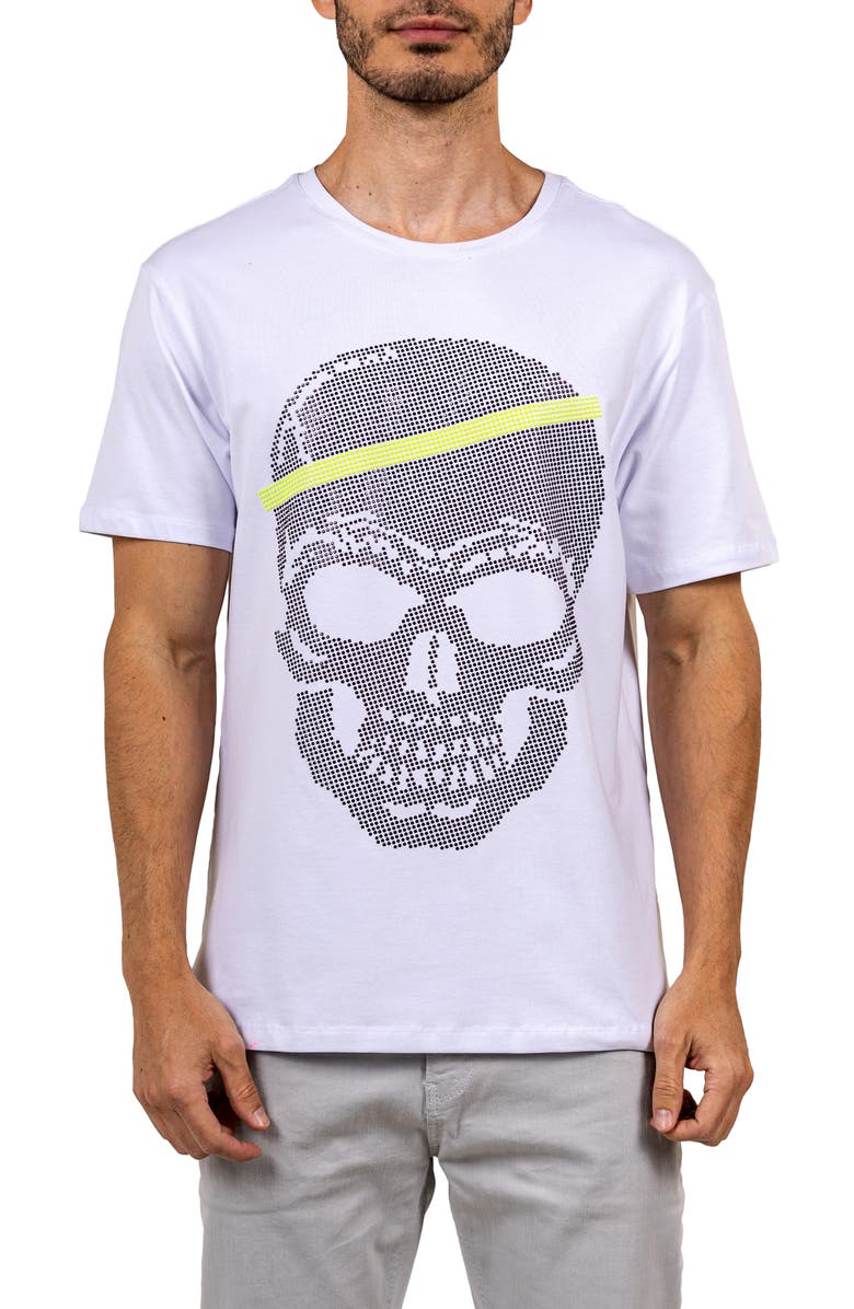 Maceoo Pixel Skull Cotton Graphic T-Shirt, Main, color, White
