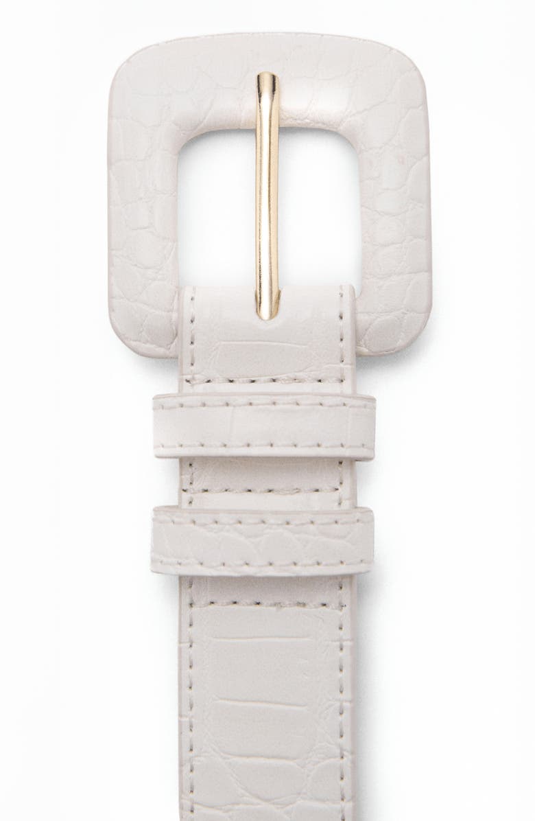 MANGO Crocodile Print Faux Leather Belt, Alternate, color, Ecru