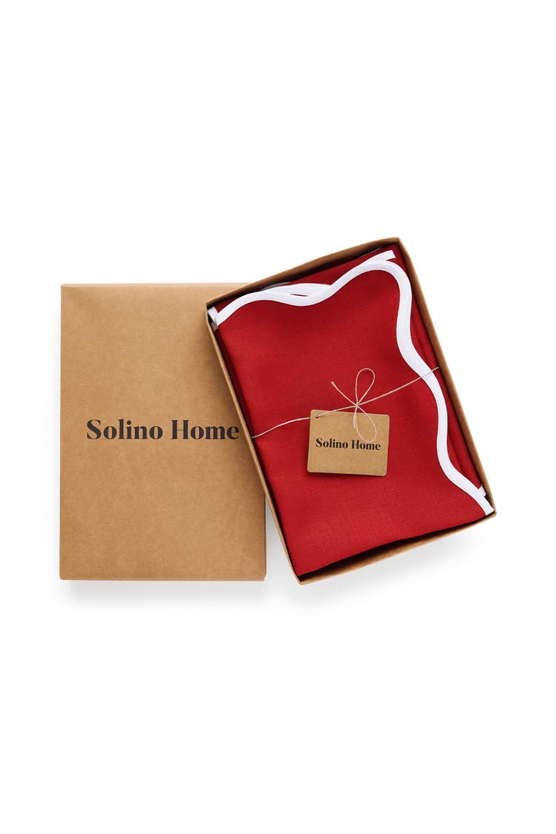 Linen Dinner Napkins Set of 4, 20 Inch Round - Giselle Scallop Edge, Alternate, color, Christmas Red