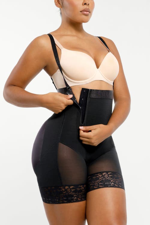 Shapellx Postpartum Side Zipper Support Shorts In Jet Black