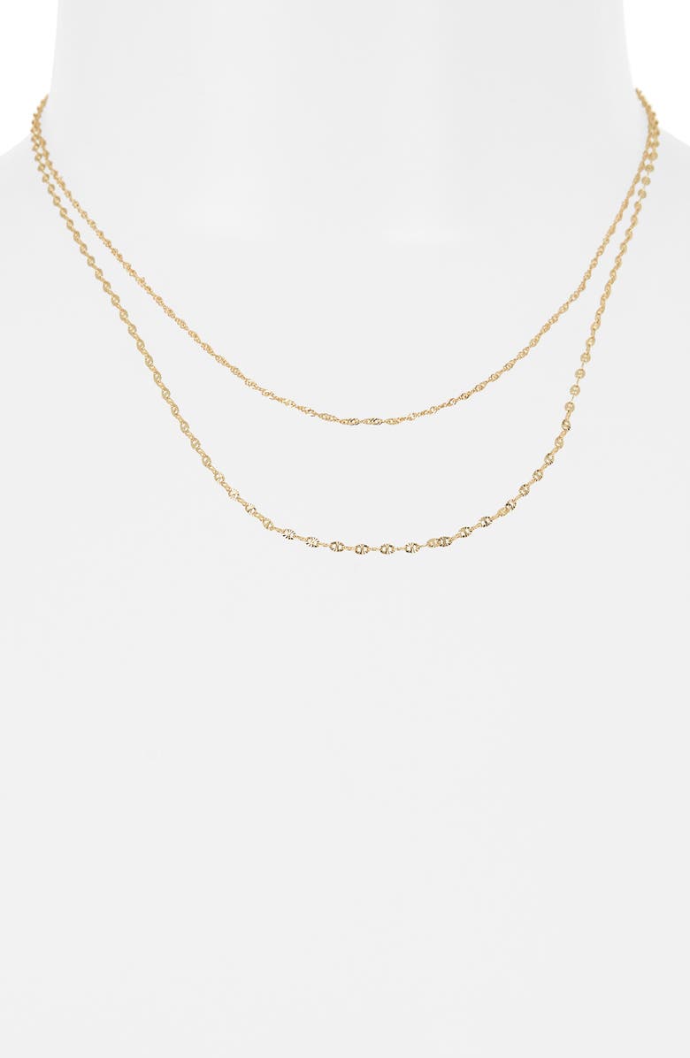 Argento Vivo Sterling Silver Mariner & Singapore Mixed Chain Layered Necklace, Alternate, color, Gold