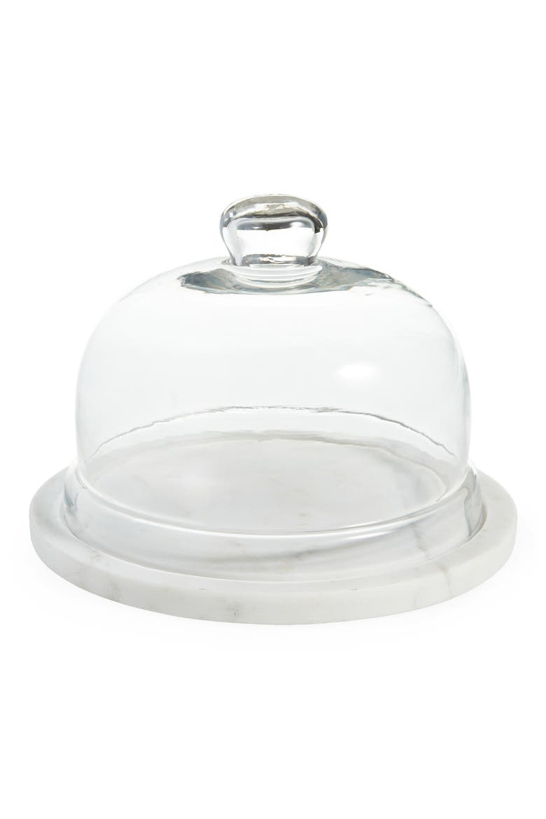 Marble & Glass Cloche, Main, color, WHITE