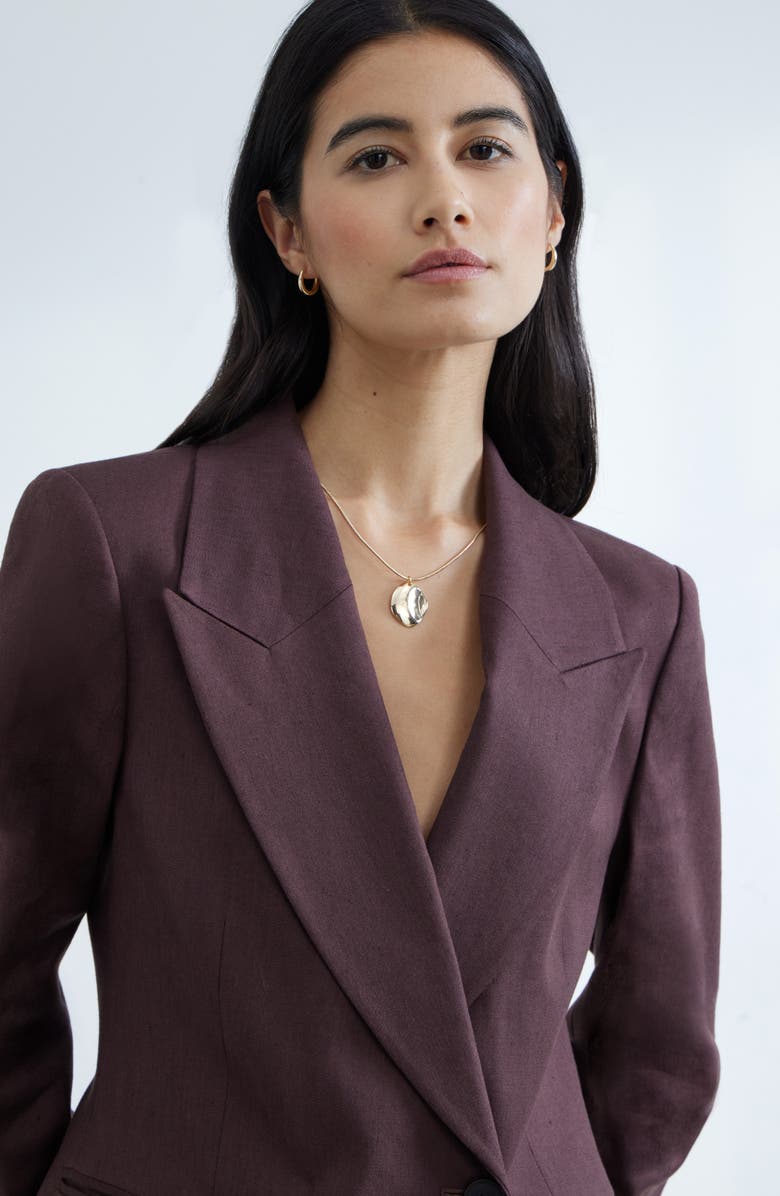 Nordstrom Double-Breasted Linen Blend Blazer, Alternate, color, Brown Roast