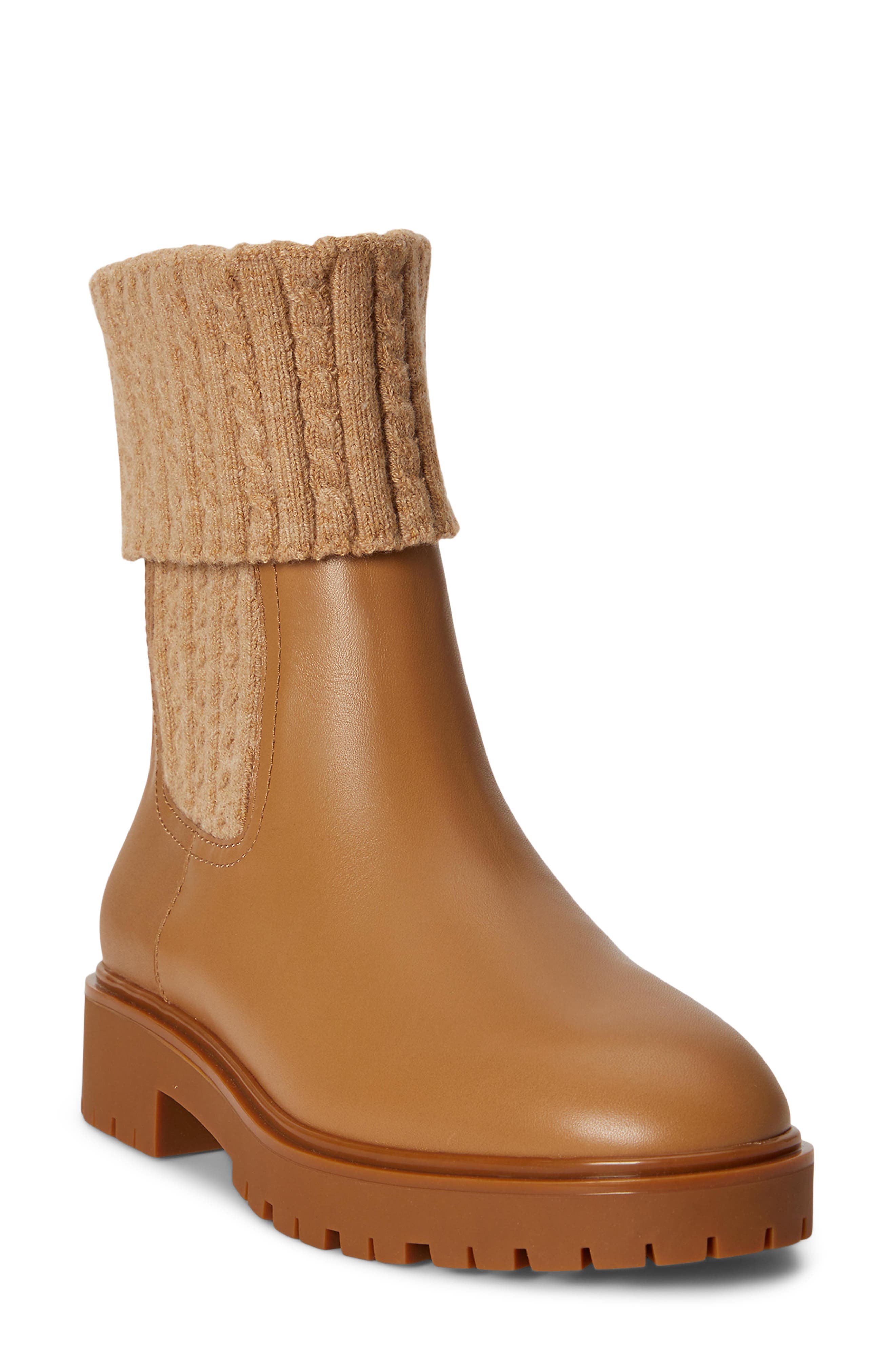 Allyson Leather Bootie, Main, color, CAMEL