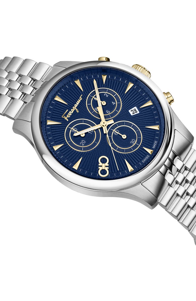 FERRAGAMO Duo Chronograph Bracelet Watch, 28mm, Alternate, color, Stainless Steel