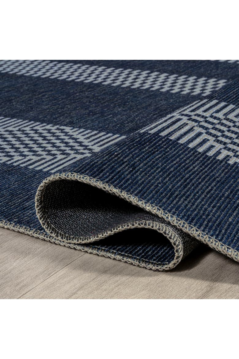 Nautisk Trellis Stripe Machine-Washable Area Rug, Alternate, color, Navy/Gray