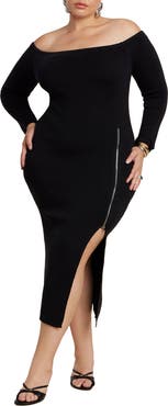 ELOQUII Sweater Midi Dress W Zippers