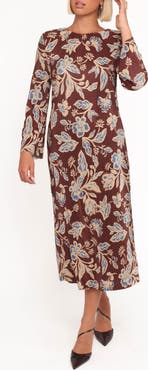 Petal & Pup Morena Plissé Long Sleeve Midi Dress
