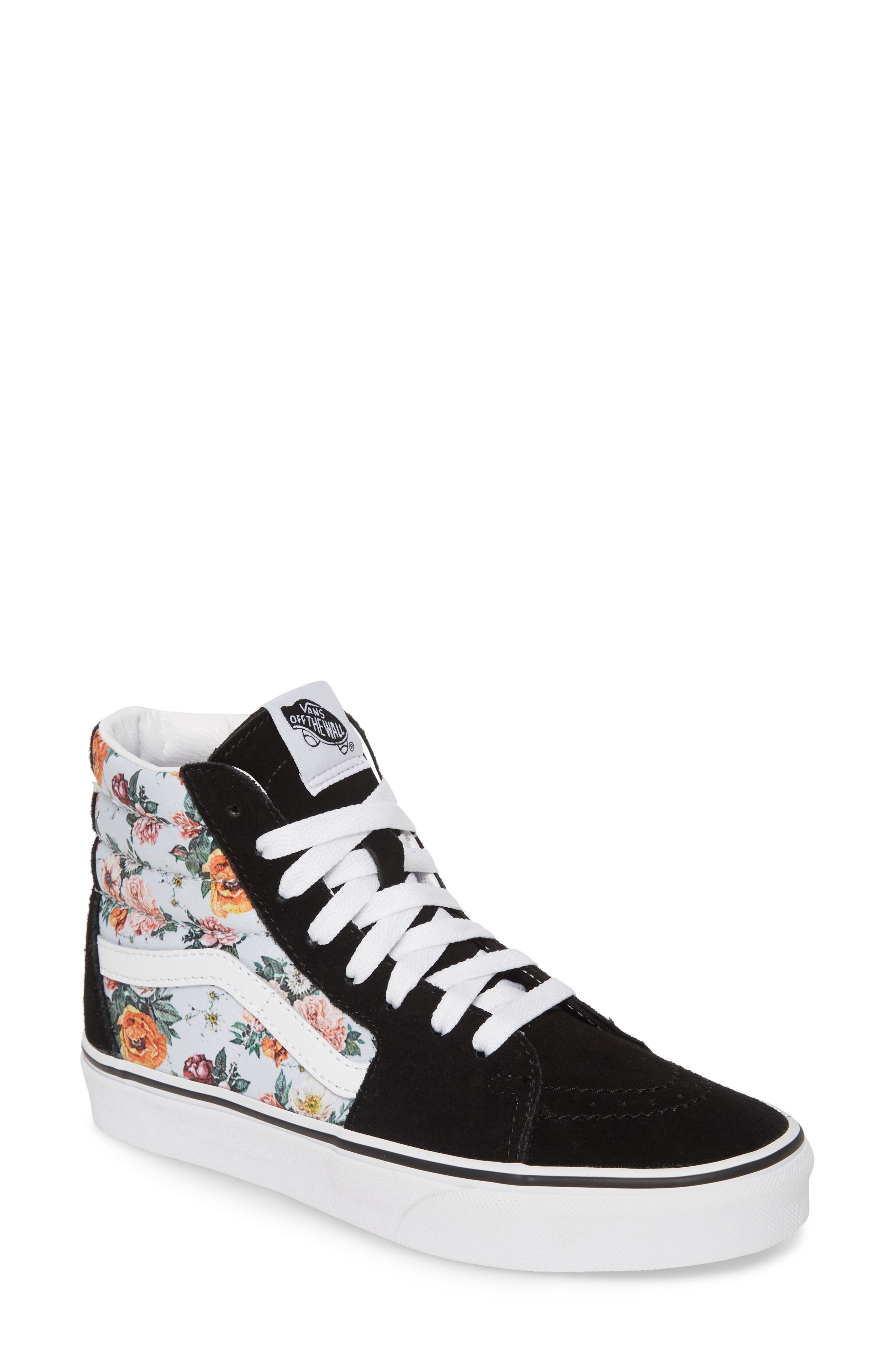 Sk8-Hi Checker Floral High Top Sneaker, Main, color, TRUE WHITE