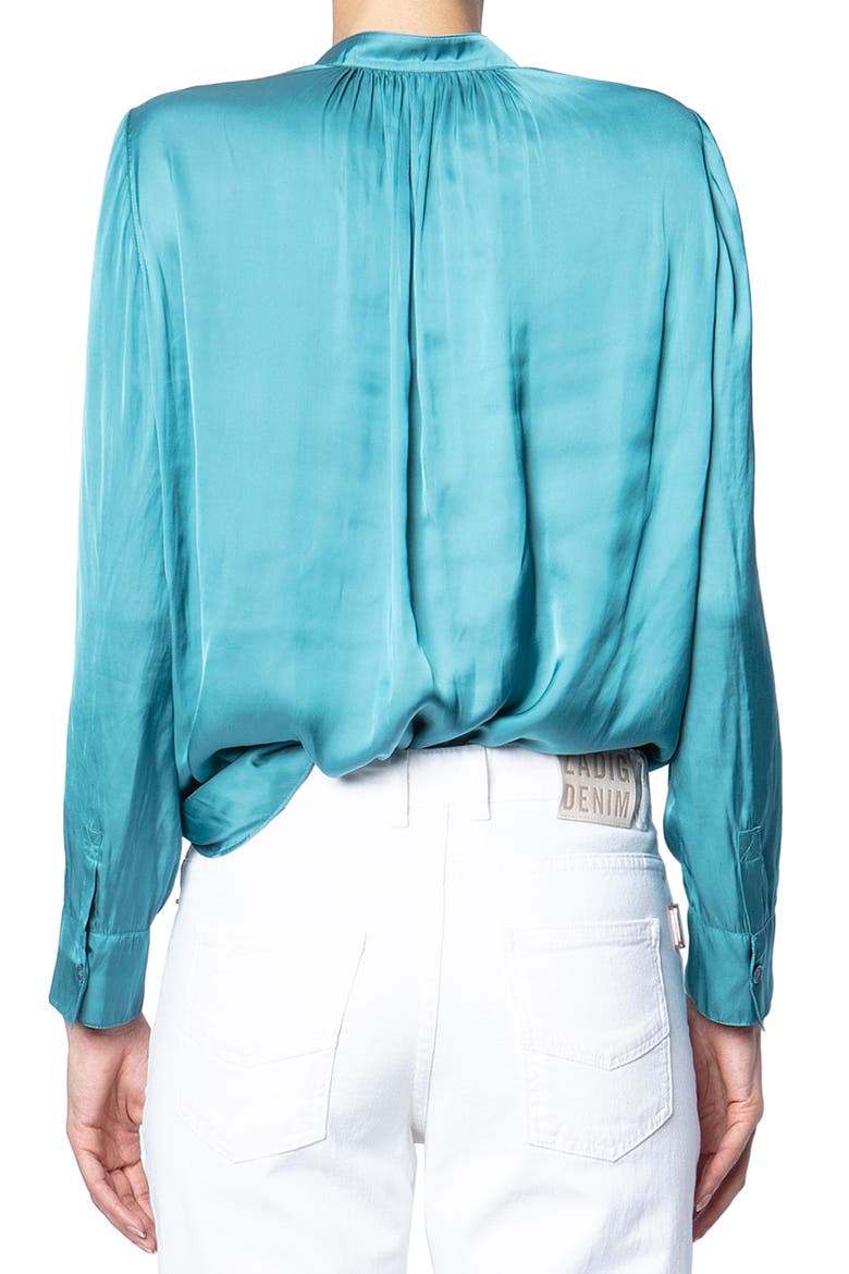 Tink Satin Blouse, Alternate, color, EUCALYPTUS