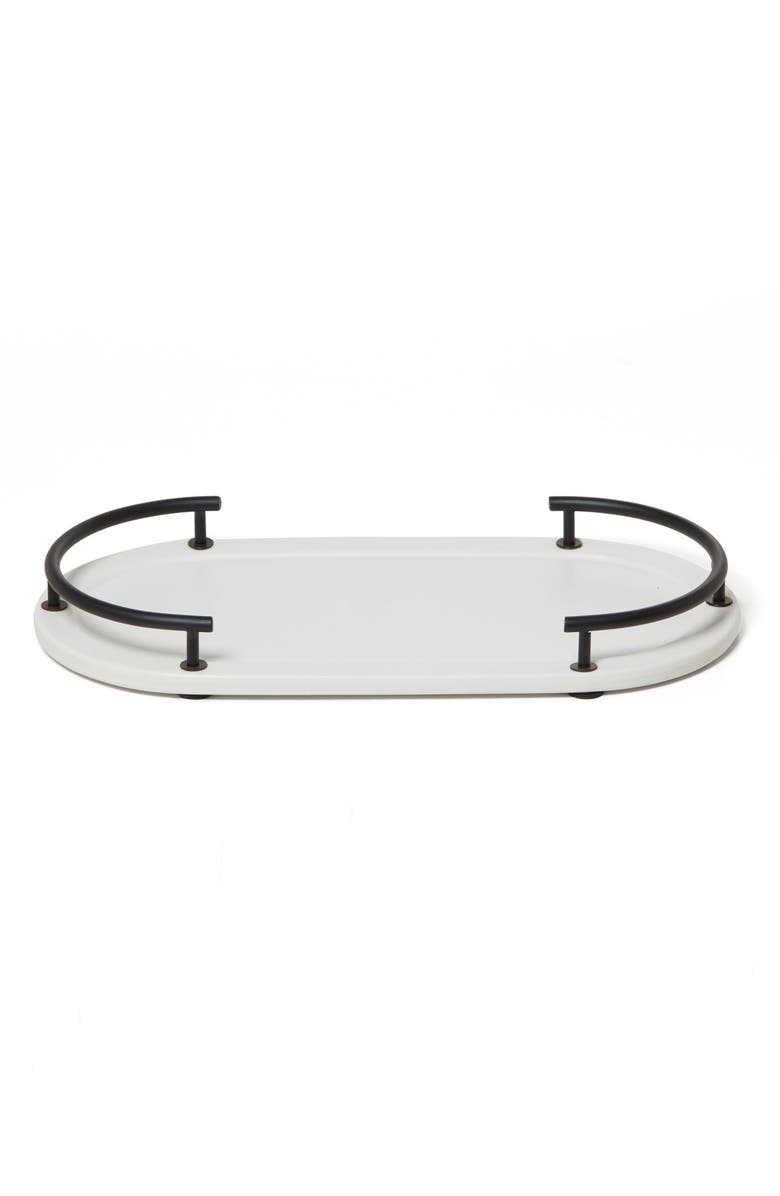 ROSELLI TRADING COMPANY Dubai Black Trim Amenity Tray, Main, color, White