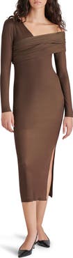 Steve Madden Bevelyn One-Shoulder Long Sleeve Body-Con Midi Dress