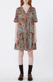 Weekend Max Mara Fuoko Paisley Floral Cotton Jersey Babydoll Dress