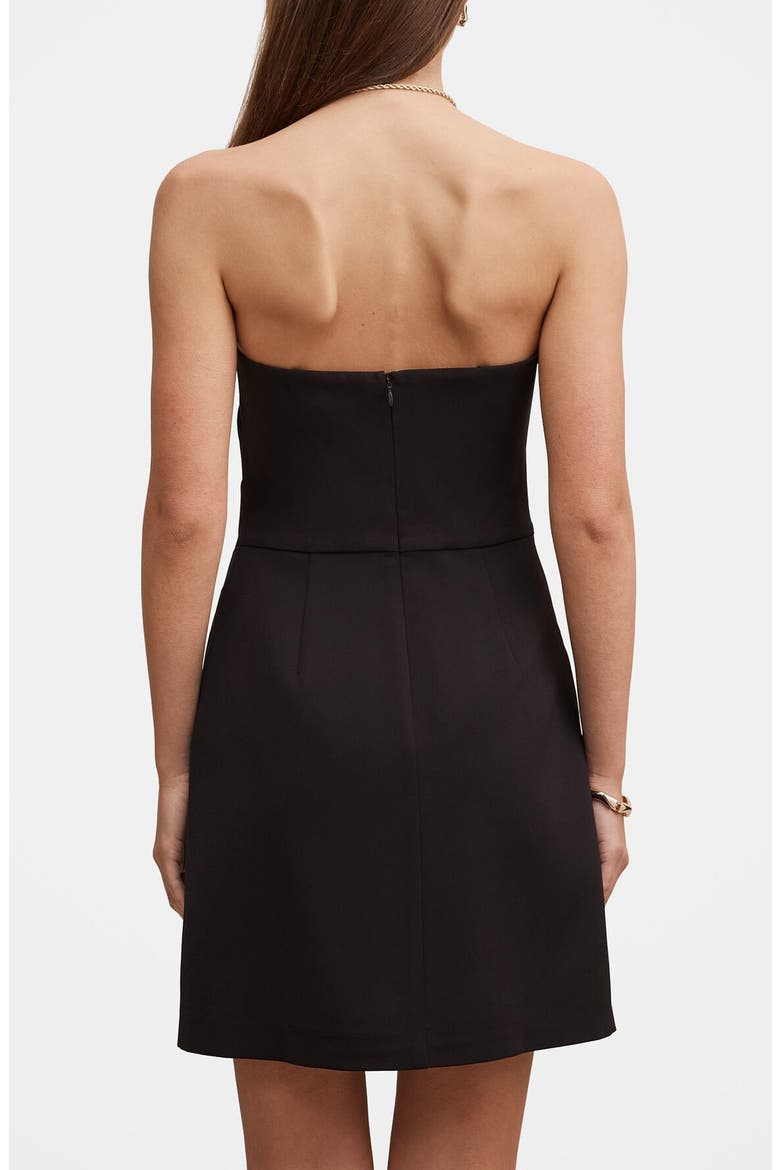 Rumi Pleated Strapless Minidress, Alternate, color, BLACK