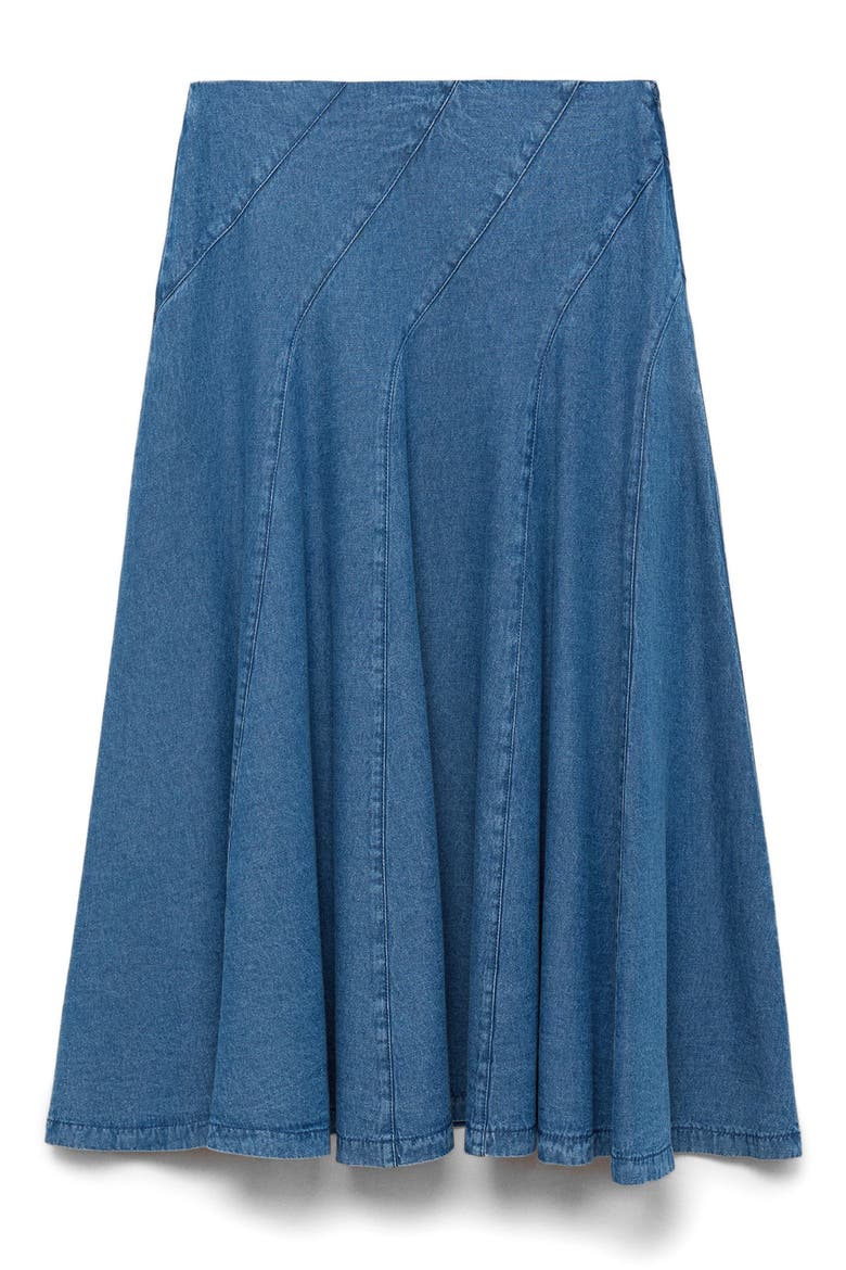 Denim Paneled Midi Skirt, Alternate, color, MEDIUM BLUE