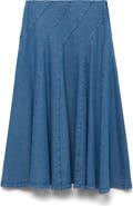 MANGO Denim Paneled Midi Skirt