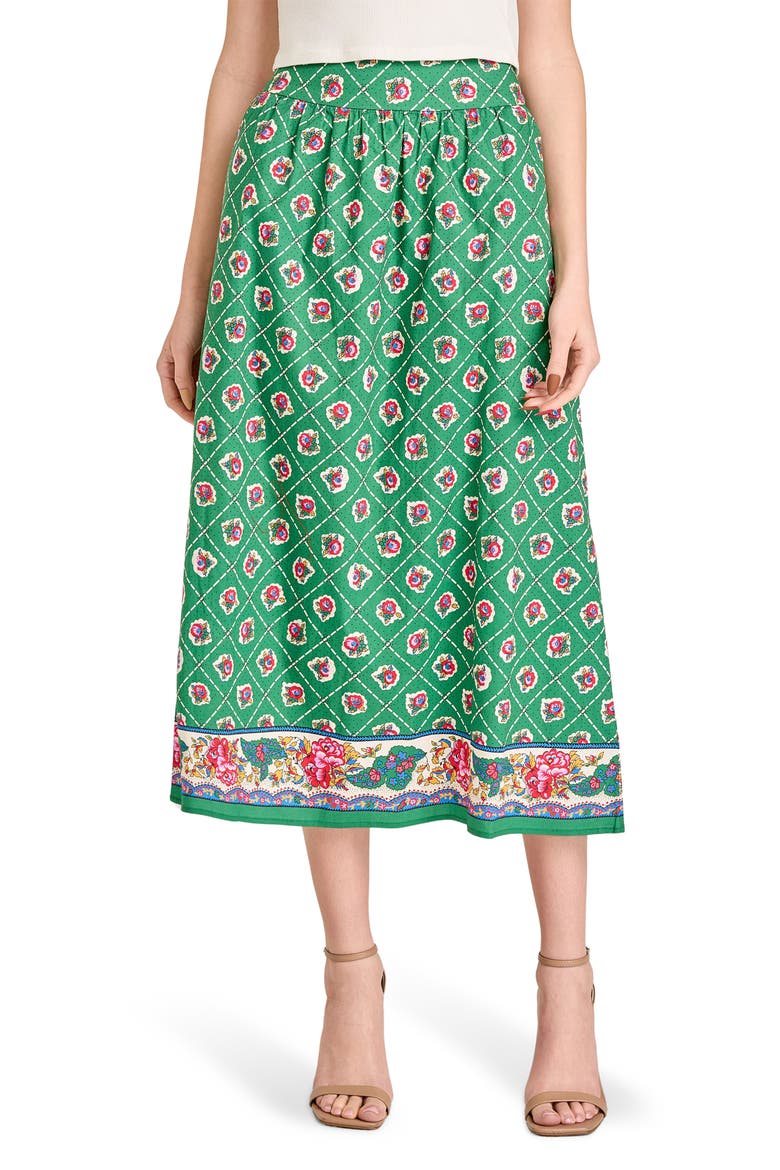 Josefina Cotton Blend Skirt, Main, color, GREEN SCARF