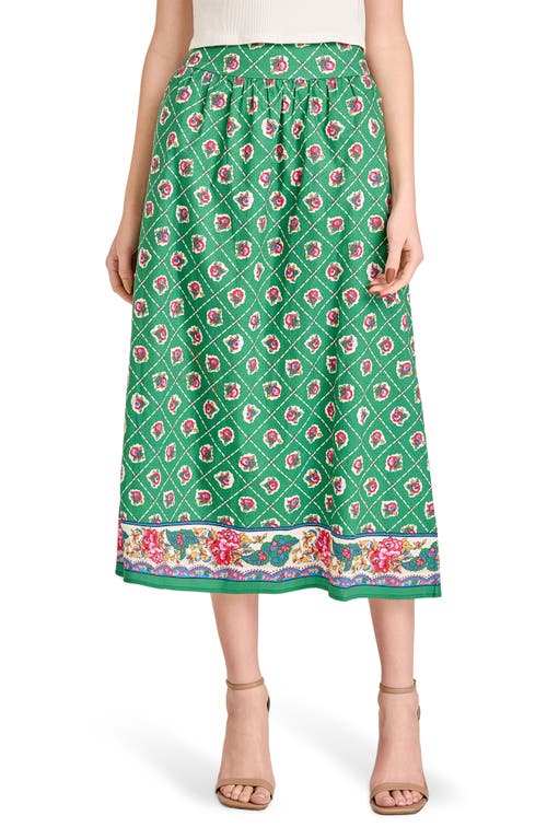 Wayf Josefina Cotton Blend Skirt In Green Scarf