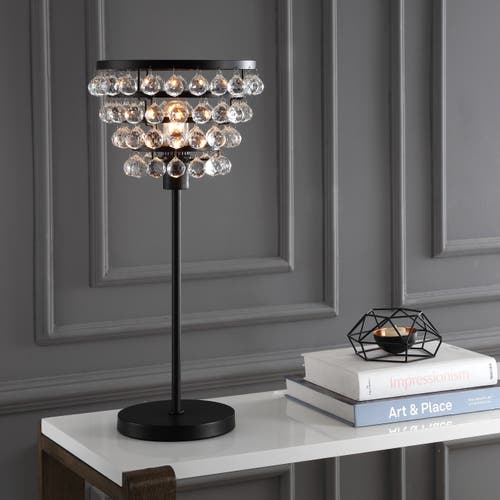 Jonathan Y Designs 25in Buckingham Crystal & Metal Table Lamp In Bronze