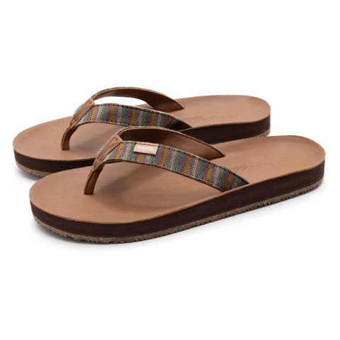 Womens Zensole Slim Kinderz Woven Strap Faux Leather Flip Flop Thong Sandals