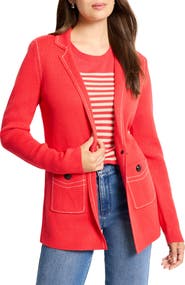 NIC+ZOE Contrast Stitch Cotton Blend Cardigan