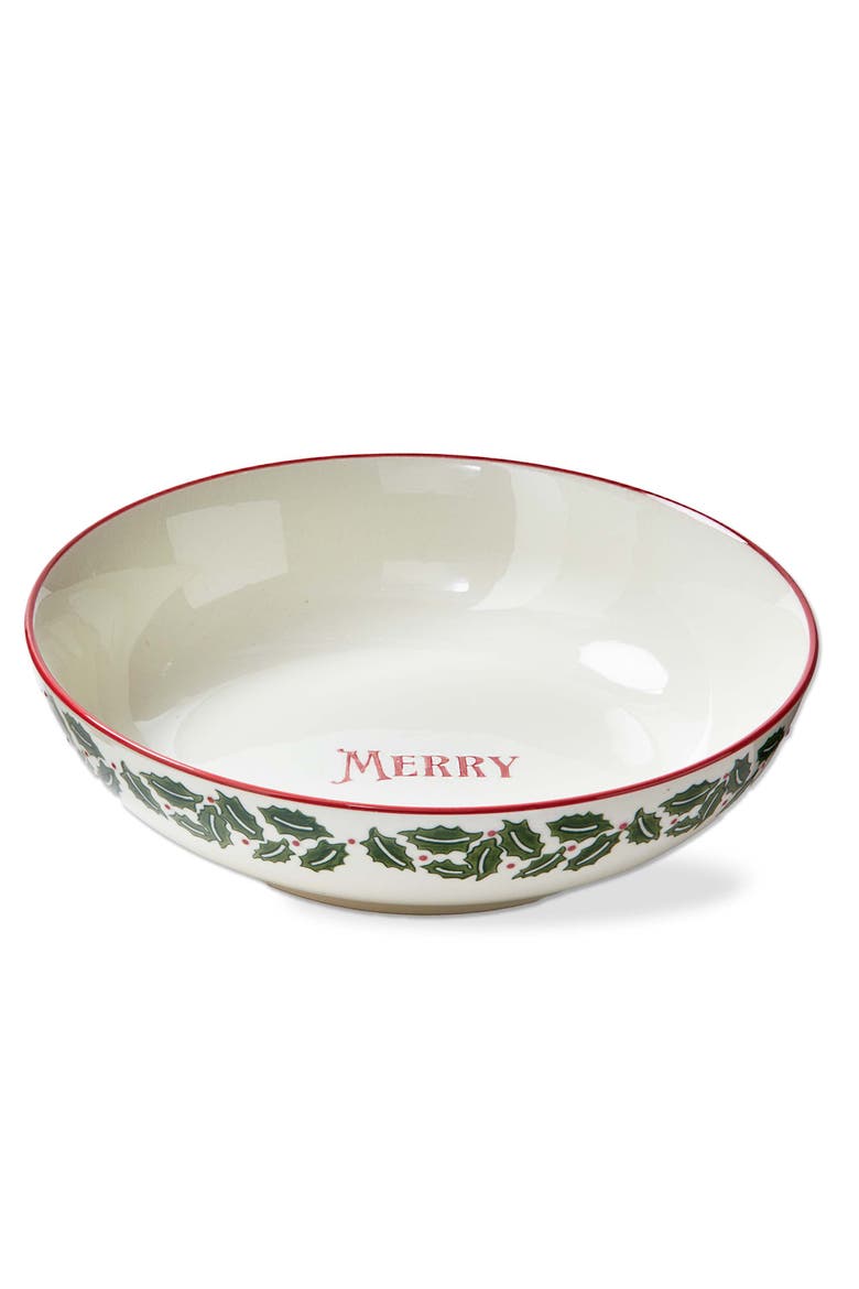 Tis The Season Multicolor Ceramic Serving Bowl Perfect for Christmas, Main, color, White