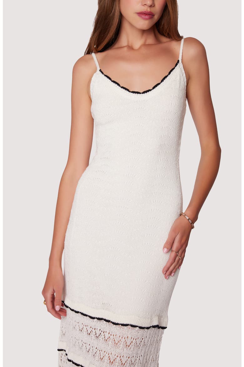 Scallop Crush Midi Dress, Alternate, color, CREAM BLACK