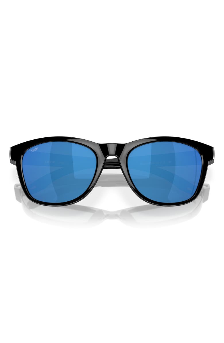 Costa Del Mar 54mm Polarized Mirrored Round Sunglasses, Alternate, color, Black/ Blue Mirror 580P