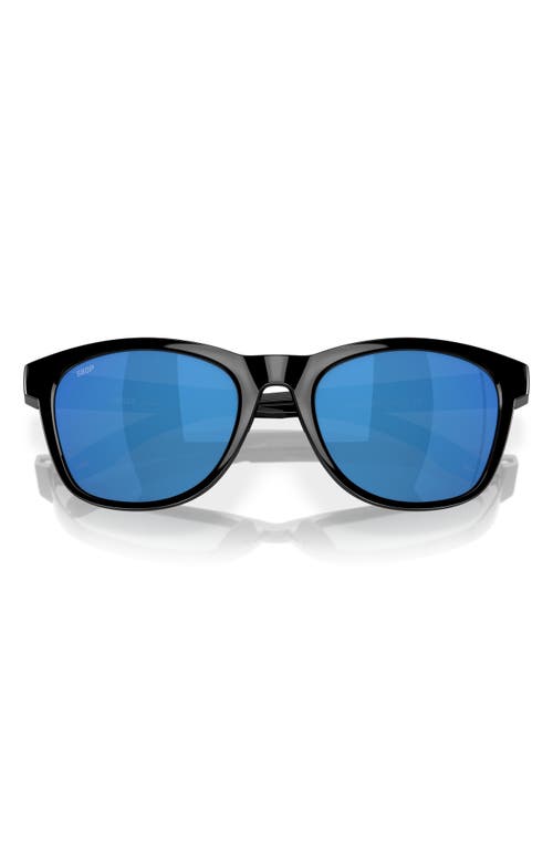 Costa Del Mar 54mm Polarized Mirrored Round Sunglasses In Black/blue Mirror 580p
