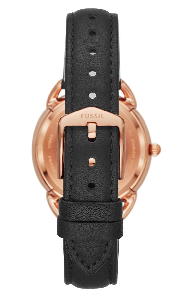 Fossil Tailor Skeleton Automatic Leather Strap Watch, 35mm, Alternate, color, 