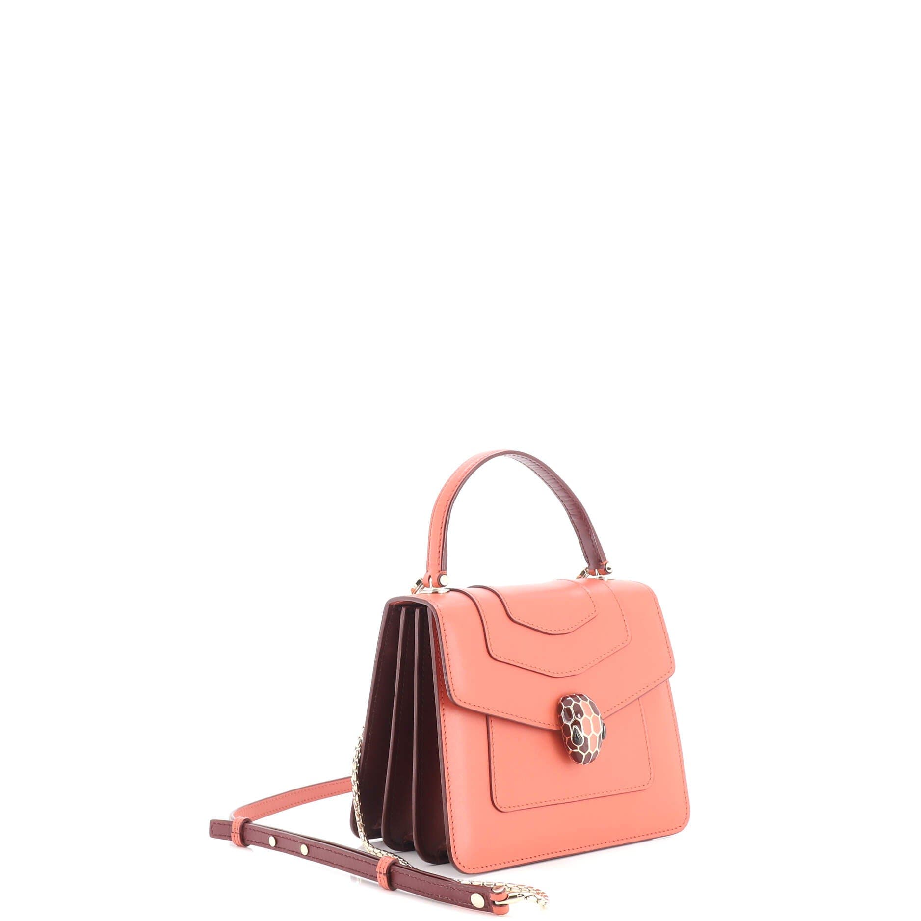 Serpenti Forever Top Handle Bag Leather Small, Alternate, color, Pink