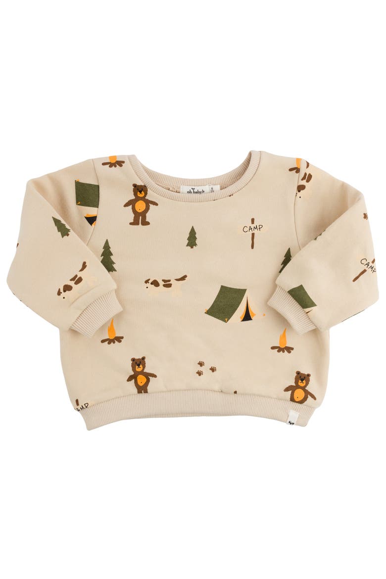 Camping Print Brooklyn Boxy- Infant, Main, color, Biscotti