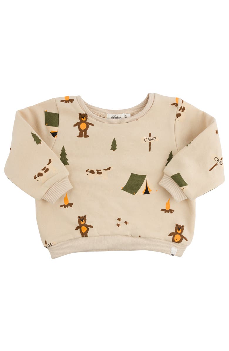 Oh baby! Brand Camping Print Brooklyn Boxy- Infant, Main, color, Biscotti