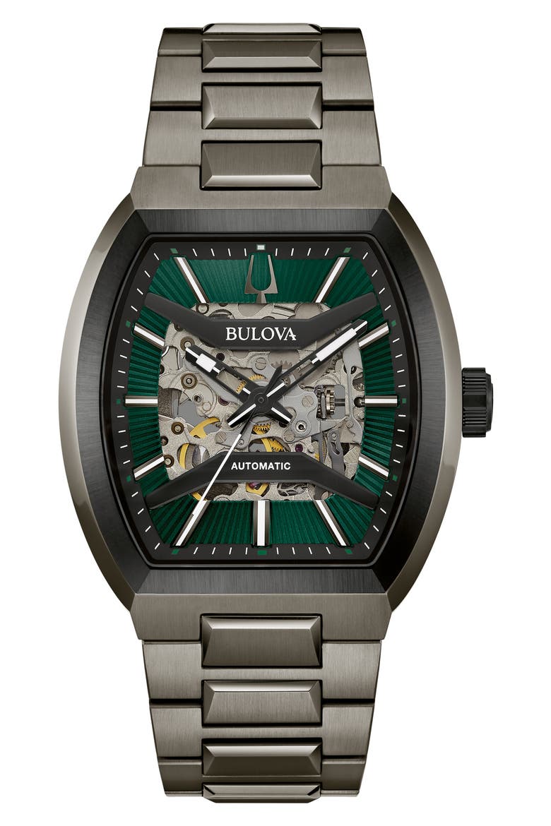 Maquina Gunmetal Skeleton Dial Automatic Bracelet Watch, 40mm, Main, color, TWO-TONE