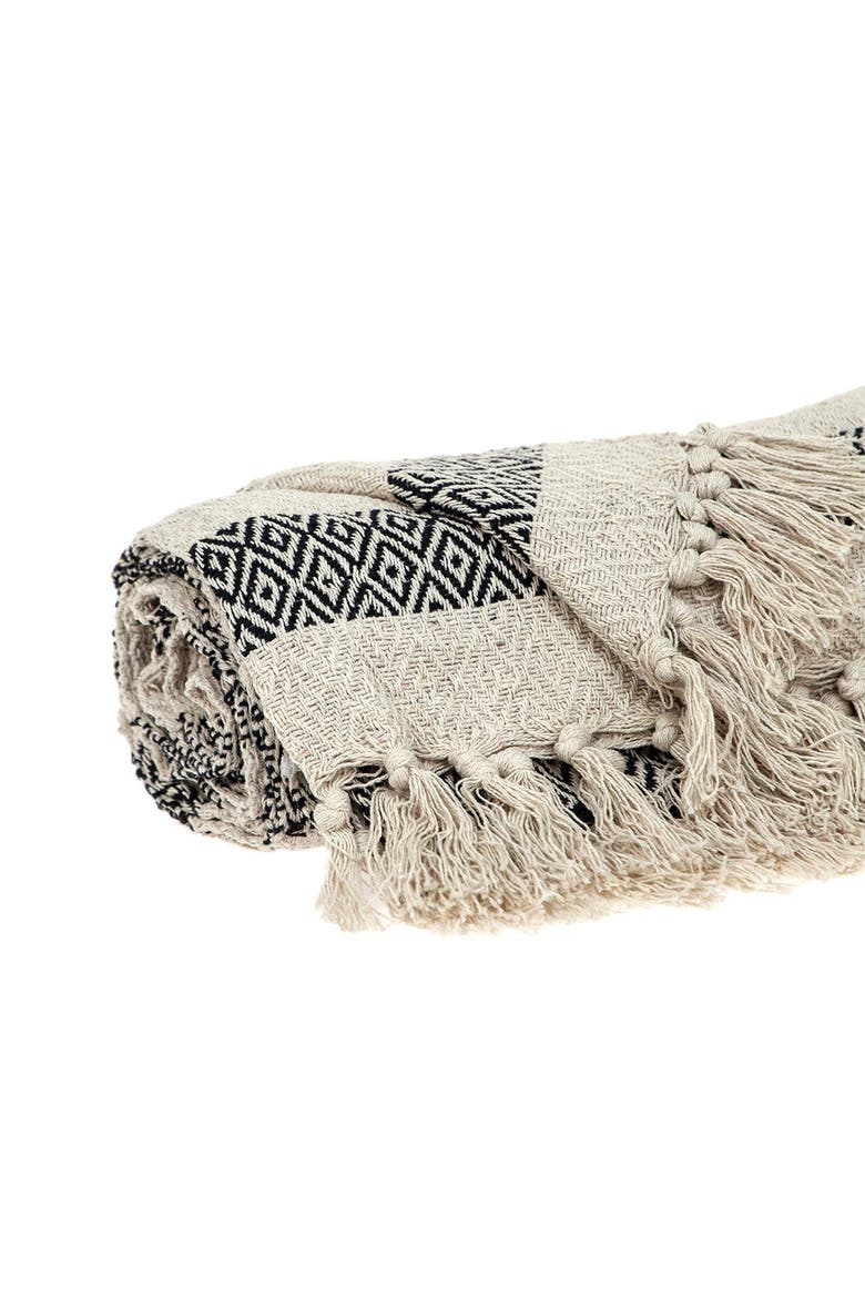 Rosie Transitional Beige 52" x 67" Woven Handloom Throw, Alternate, color, BEIGE